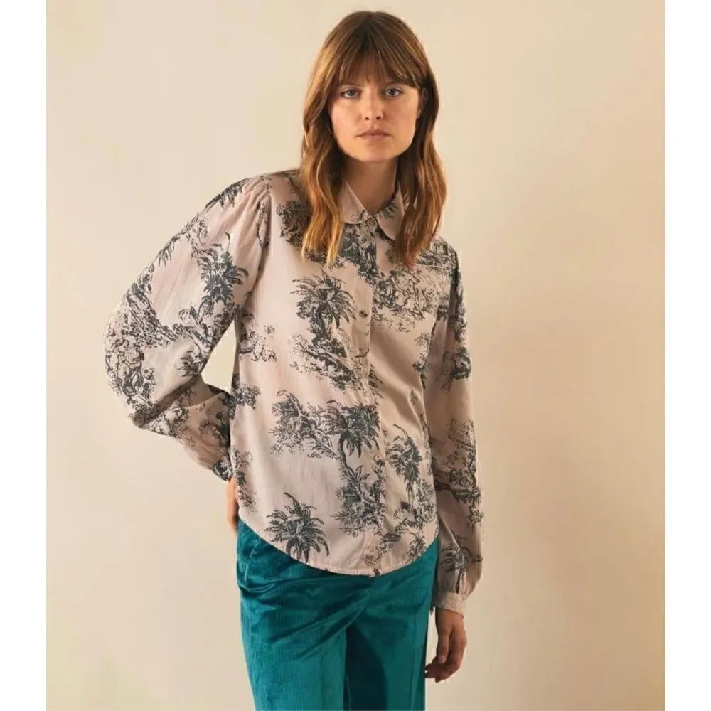 Leon & Harper Women’s Cher Juy Shirt Petale Claudine Collar Organic Cotton Blous
